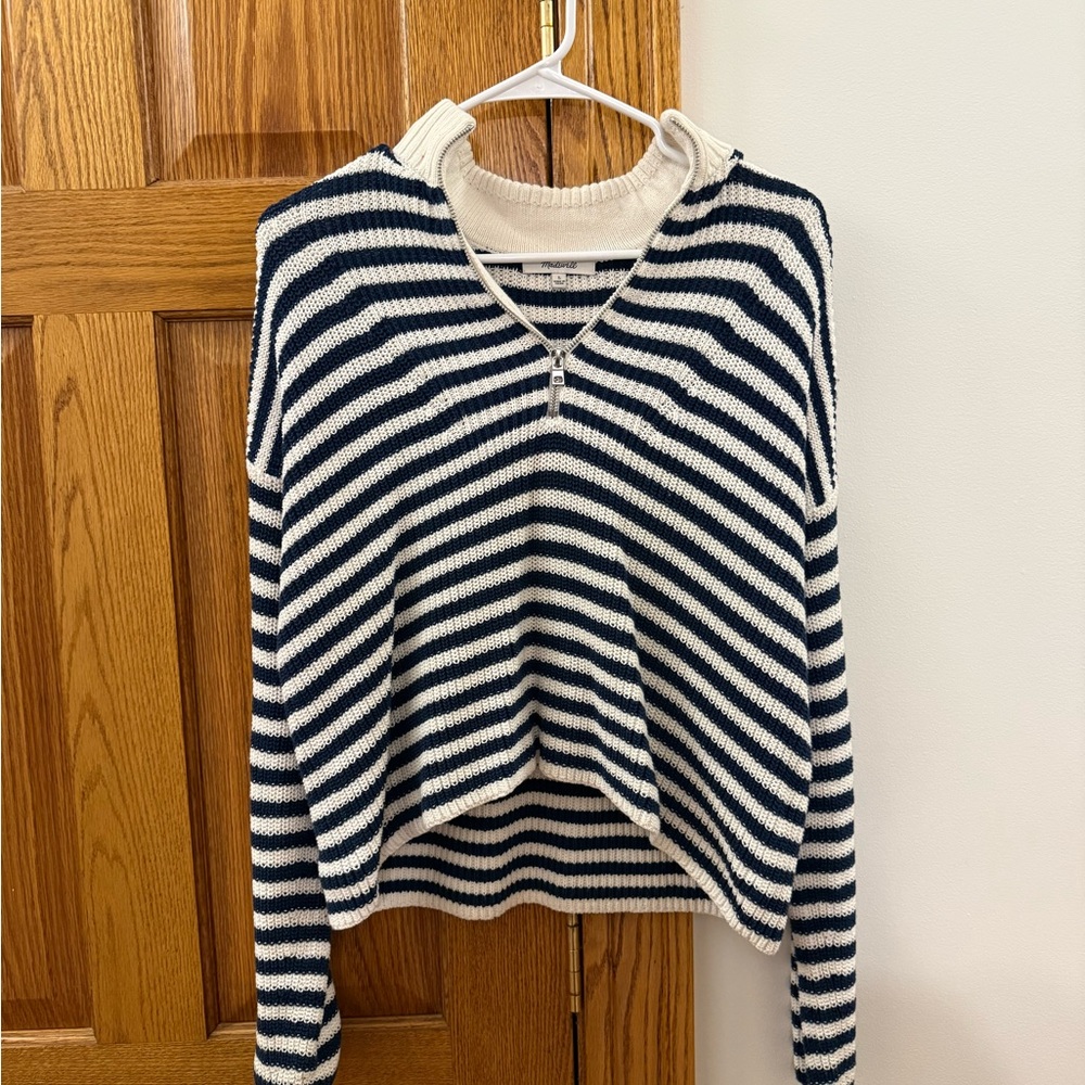 Striped Navy and White Sweater